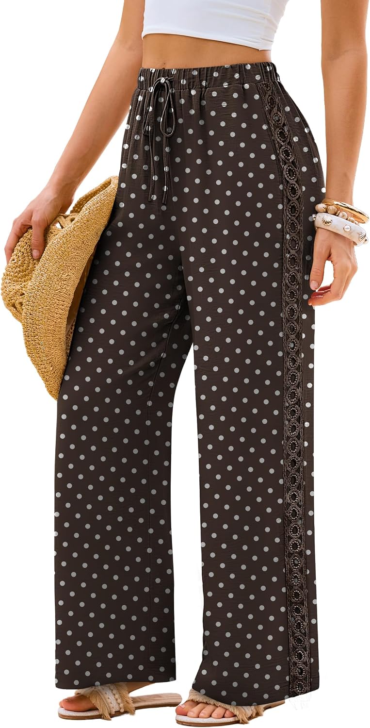 Lace Trim Palazzo Pants