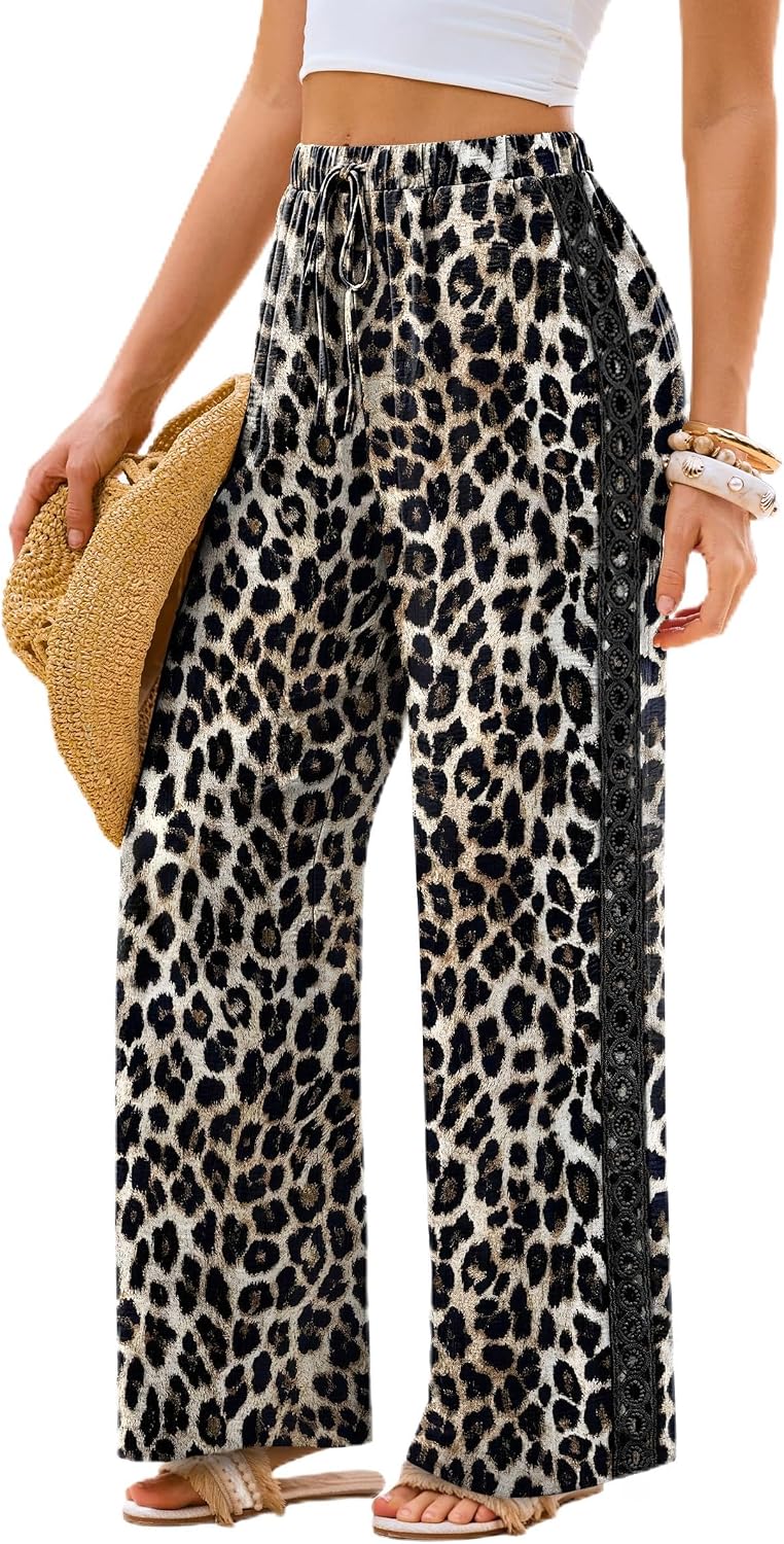 Lace Trim Palazzo Pants