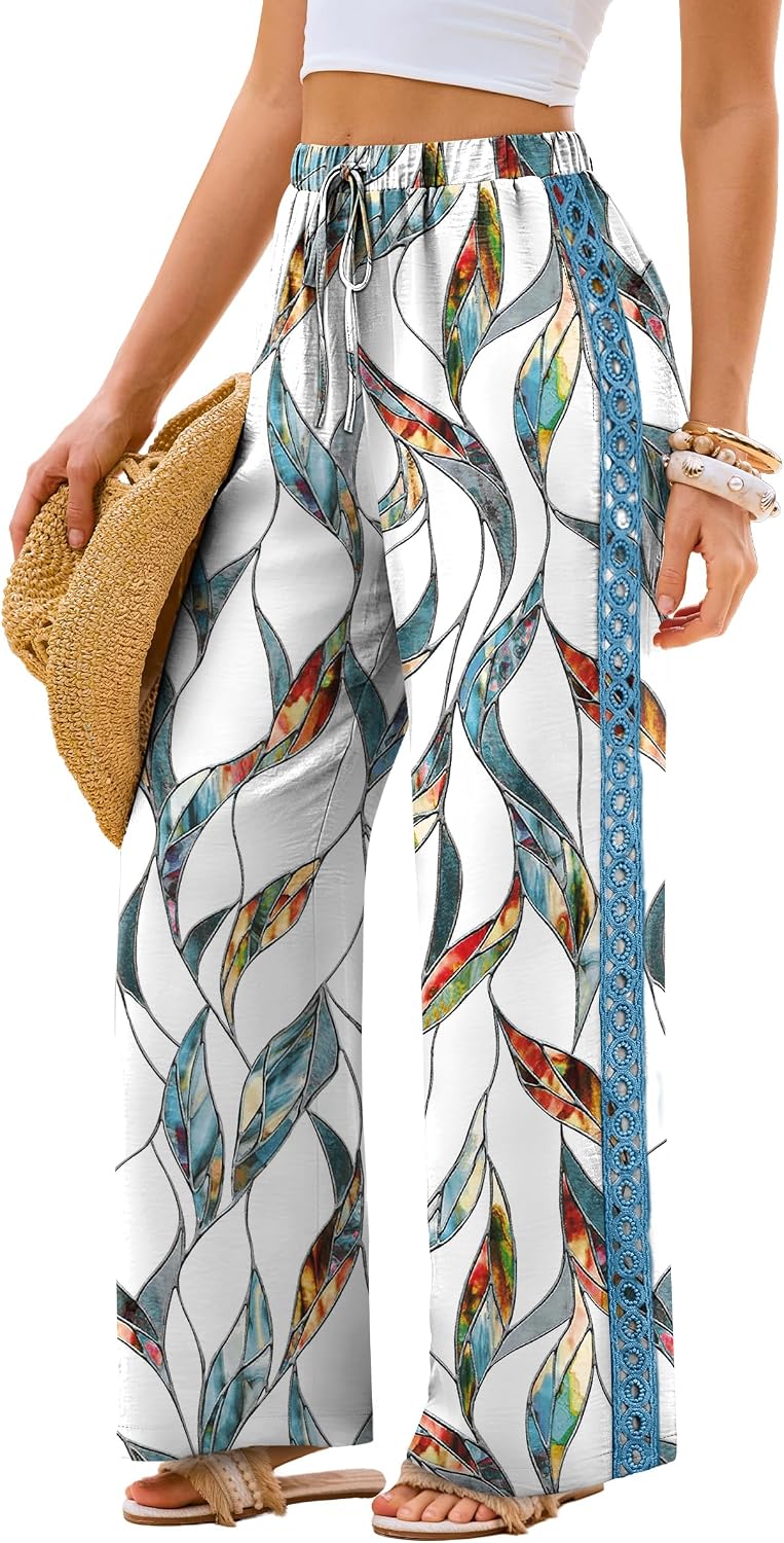 Lace Trim Palazzo Pants