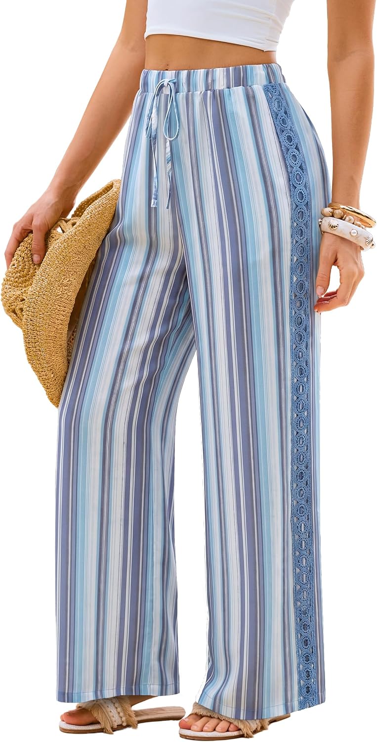 Lace Trim Palazzo Pants