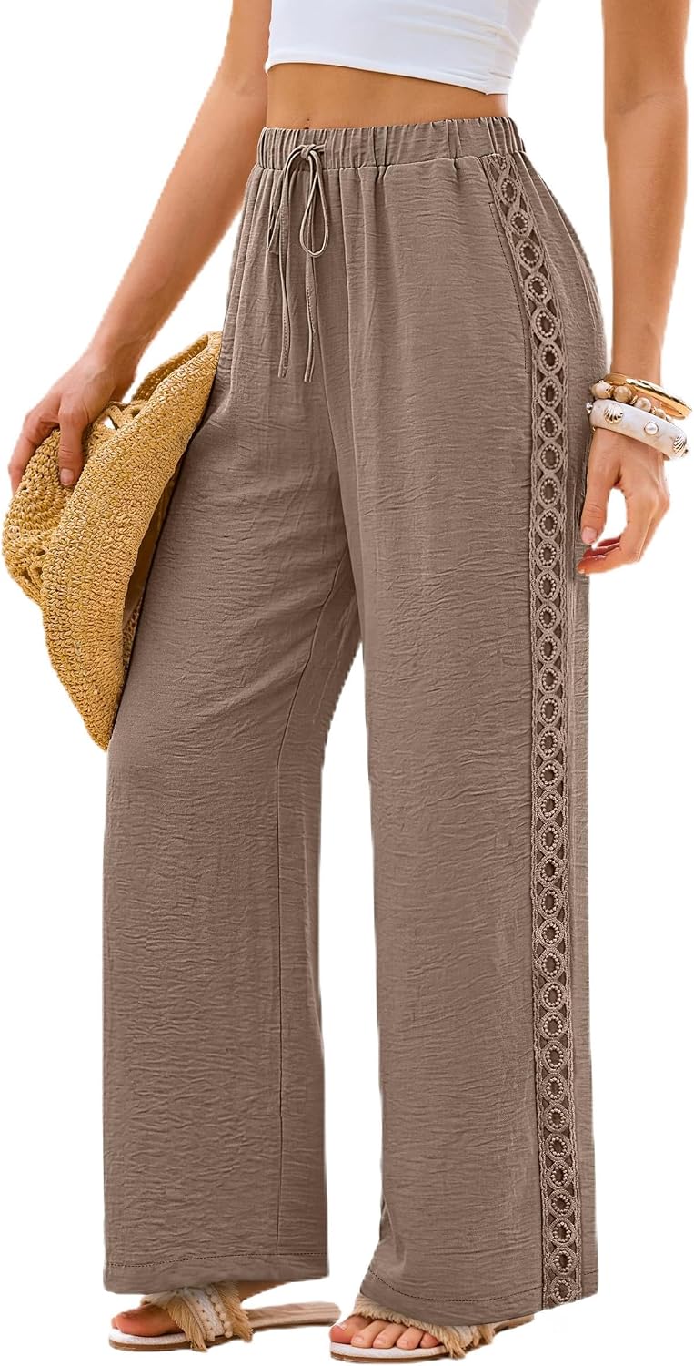 Lace Trim Palazzo Pants