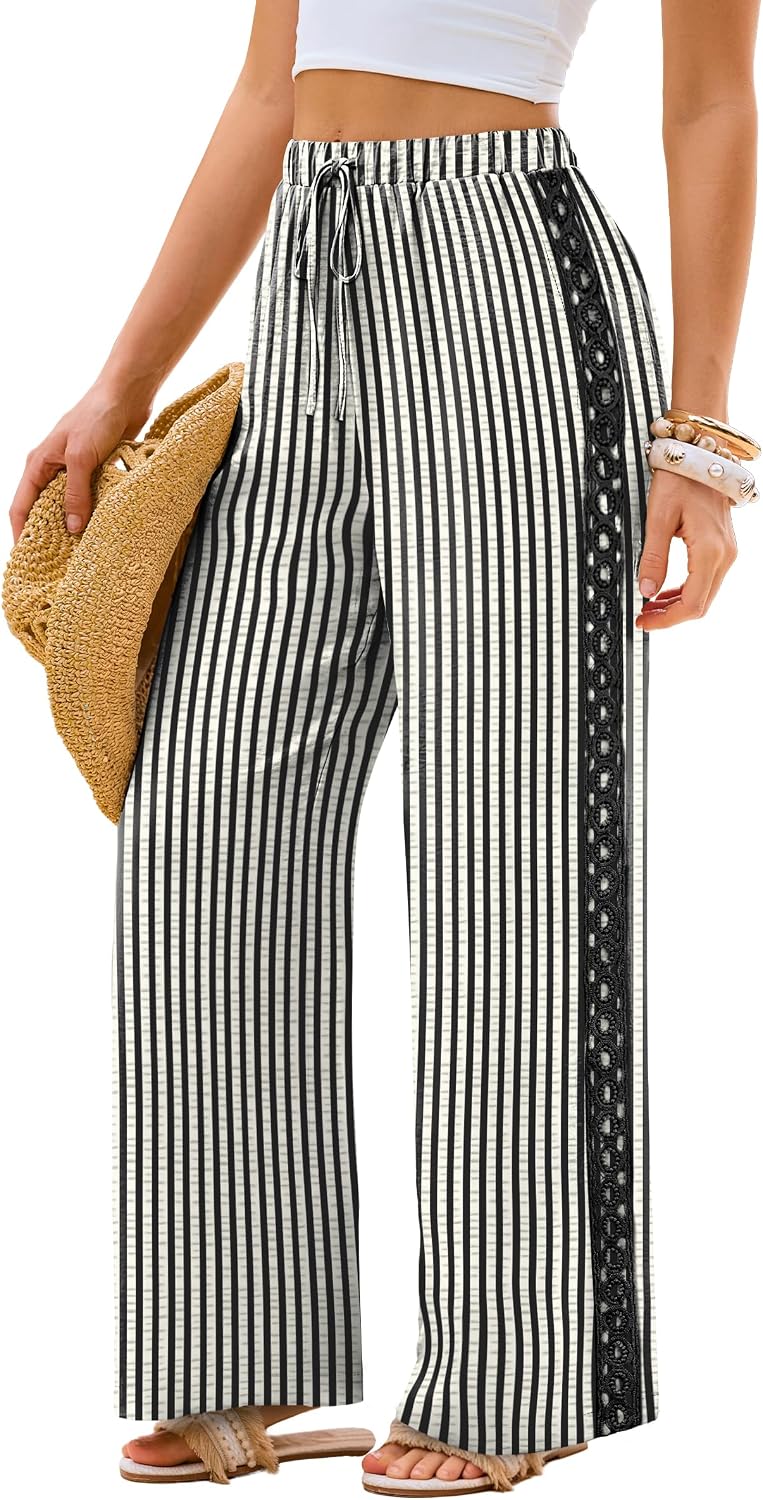 Lace Trim Palazzo Pants