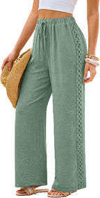 Lace Trim Palazzo Pants