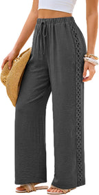 Lace Trim Palazzo Pants