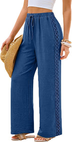 Lace Trim Palazzo Pants