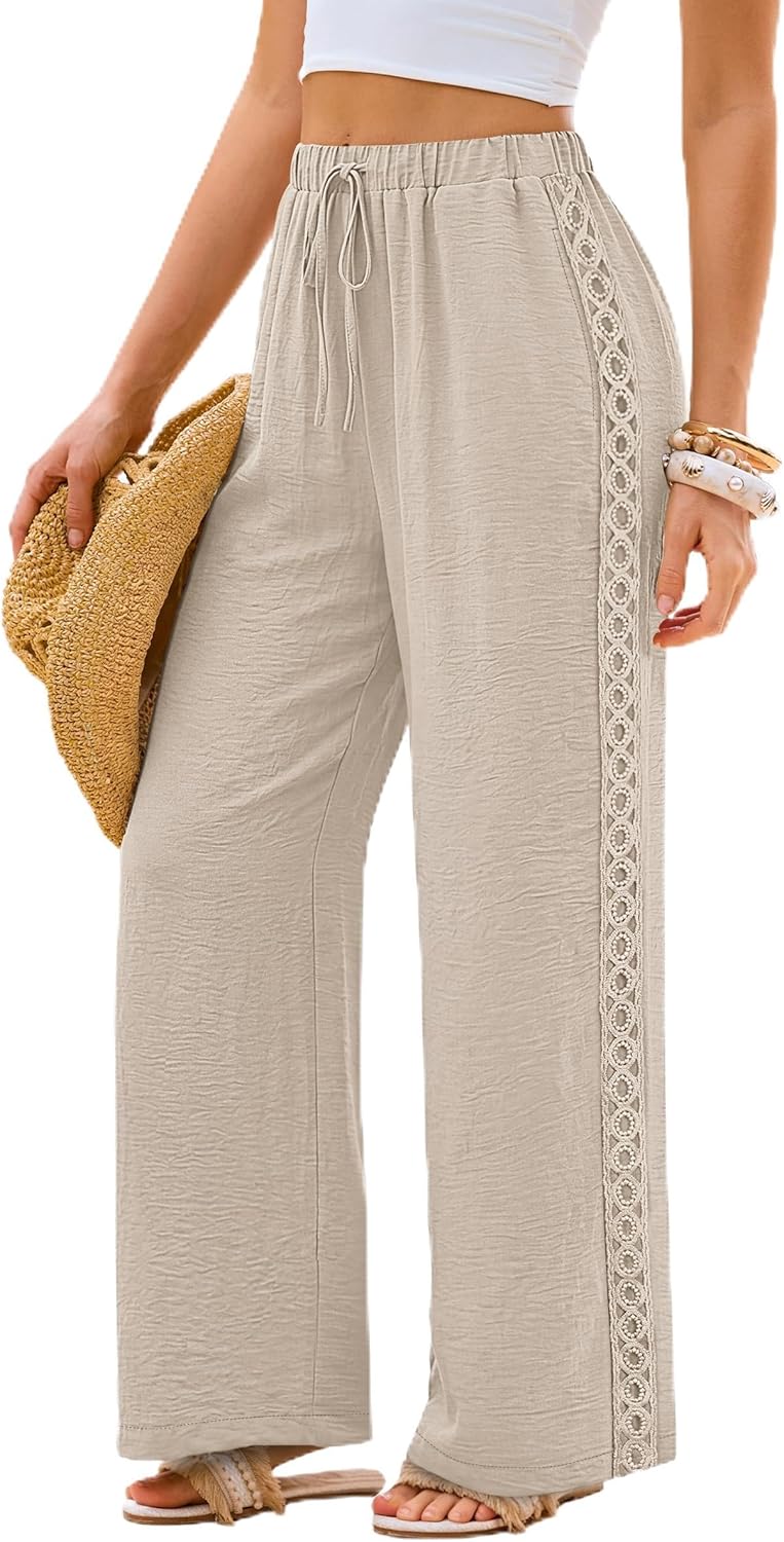 Lace Trim Palazzo Pants
