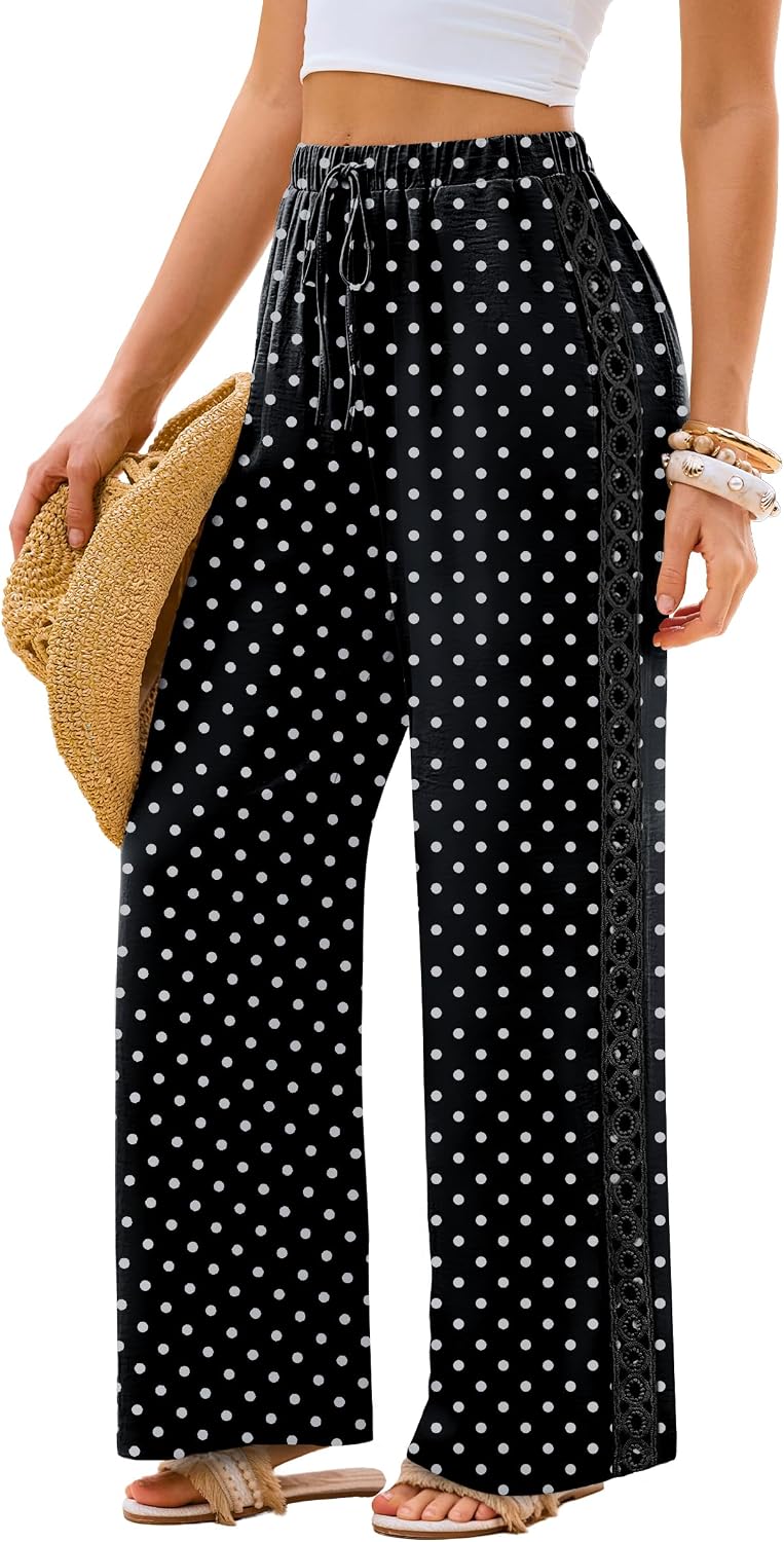 Lace Trim Palazzo Pants