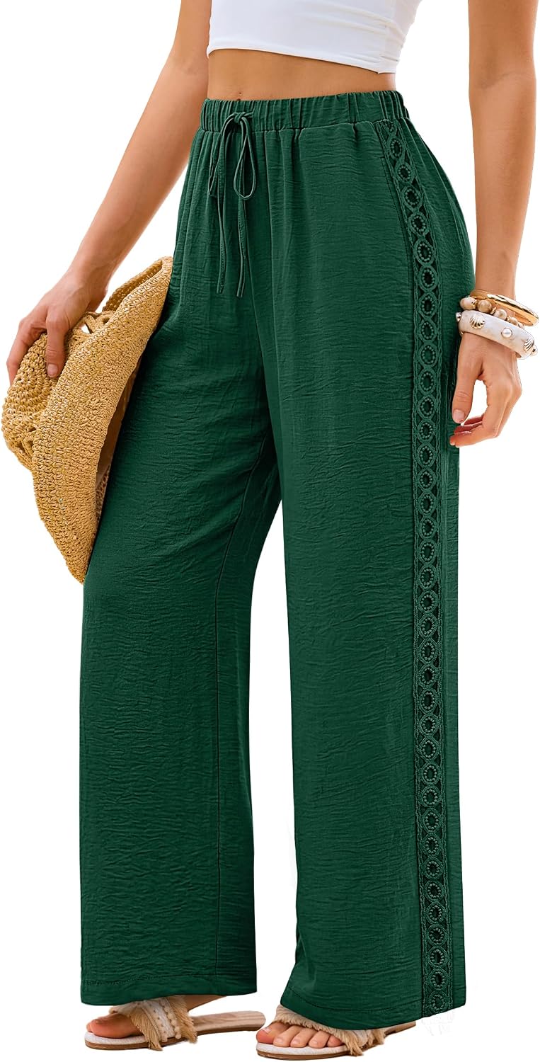 Lace Trim Palazzo Pants