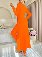 Designer Round Neck Split Long Sleeve Top and Pants