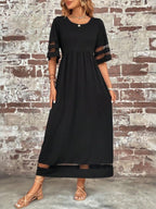 Kathryn | Midi A-Line Dress with Sheer Sleeves for Women