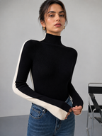 Two Tone Double Sided Long Sleeve Knit Top