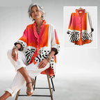 Olga | Orange Colorblock Ruffle Tunic