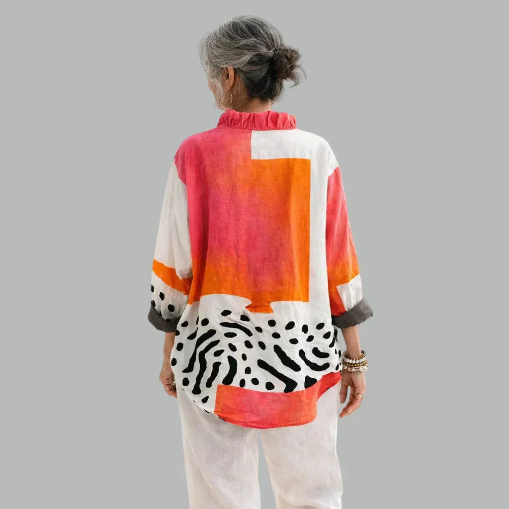 Olga | Orange Colorblock Ruffle Tunic