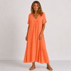 Lilla – Linen Dress, V-Neck