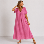 Lilla – Linen Dress, V-Neck