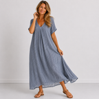 Lilla – Linen Dress, V-Neck