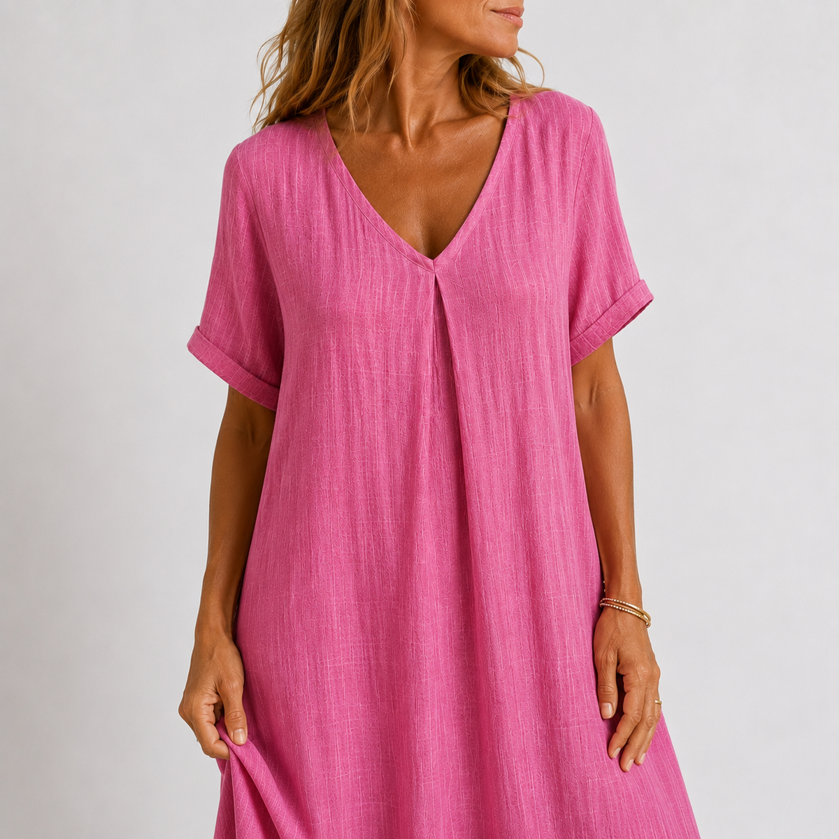 Lilla – Linen Dress, V-Neck