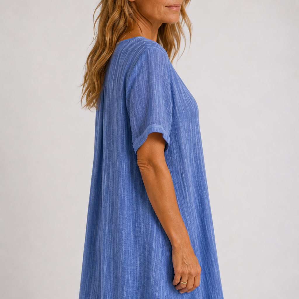 Lilla – Linen Dress, V-Neck