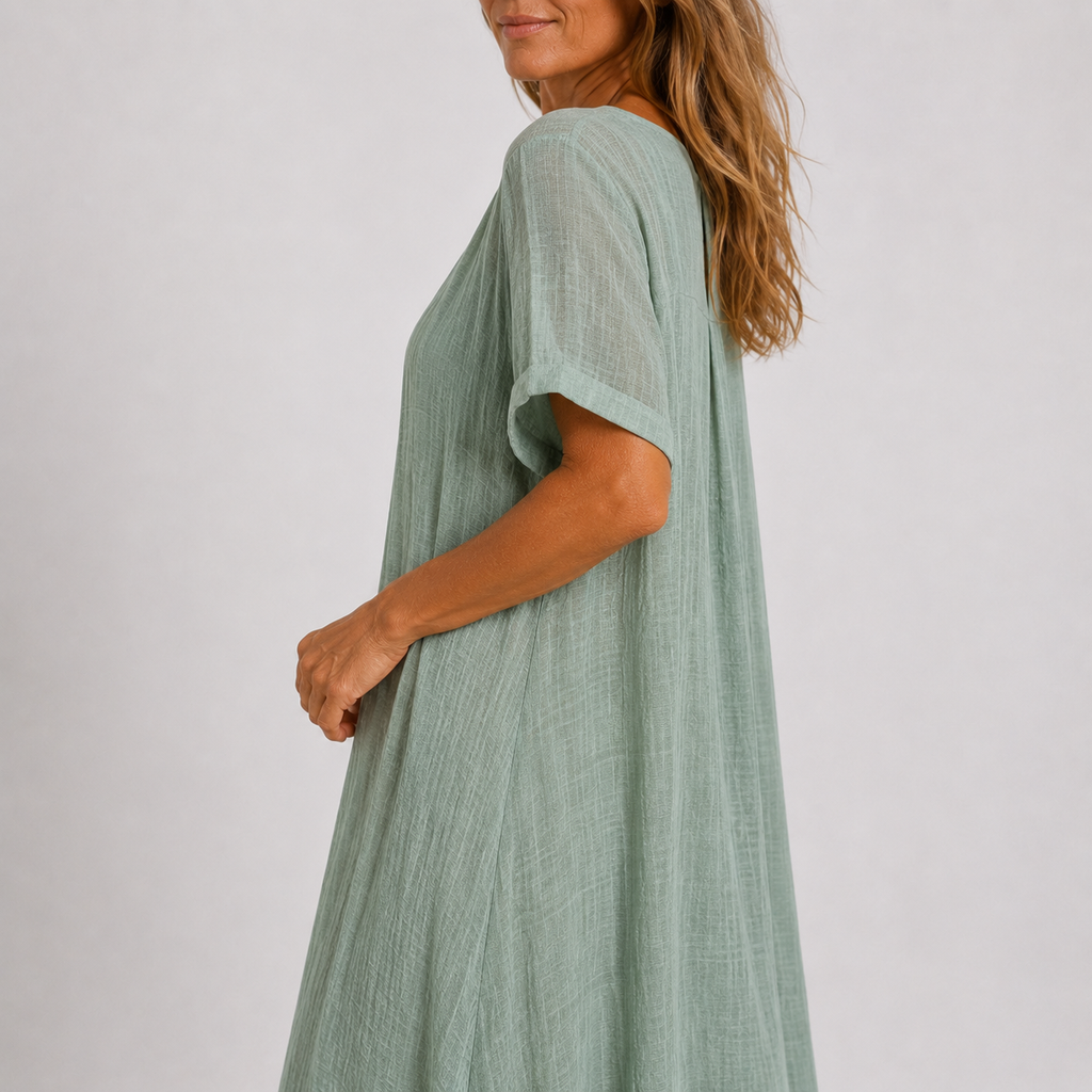 Lilla – Linen Dress, V-Neck