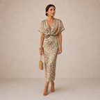 Higinia™ | Copper Print Midi Dress