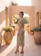 Higinia™ | Copper Print Midi Dress