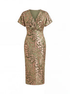 Higinia™ | Copper Print Midi Dress