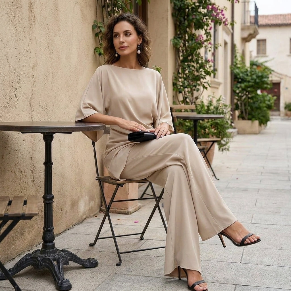 Gabriela | Draped Blouse and Wide-Leg Trousers Set