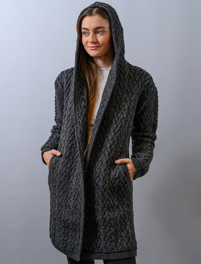 Ladies Herringbone Design Shawl Hood