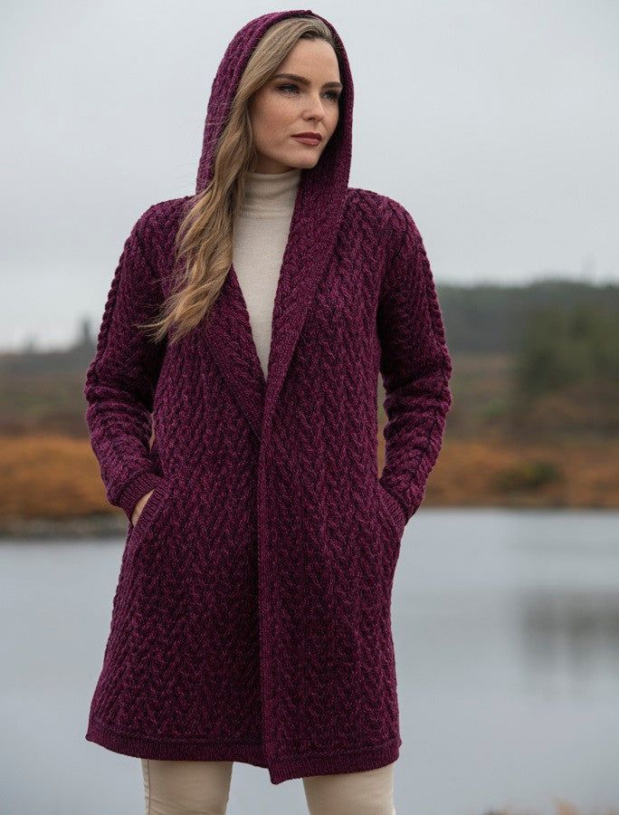 Ladies Herringbone Design Shawl Hood