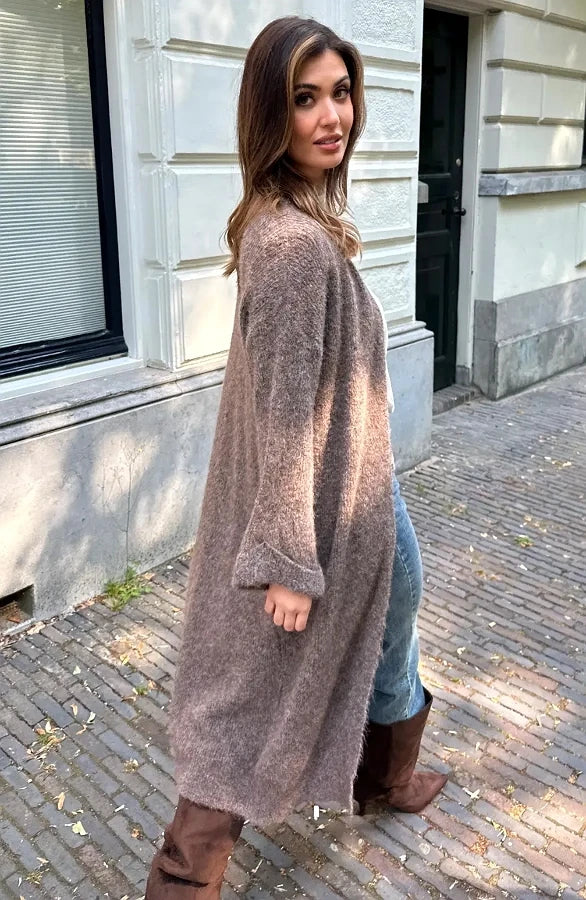 Lange Taupe Damesjas