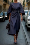 Laurel | Belted Midi Dress with Lantern Sleeves for Women