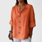 Lana | Button-Down Roll-Tab Sleeve Blouse for Women