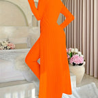 Designer Round Neck Split Long Sleeve Top and Pants
