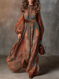 Vintage Paisley Maxi Jurk met Riem