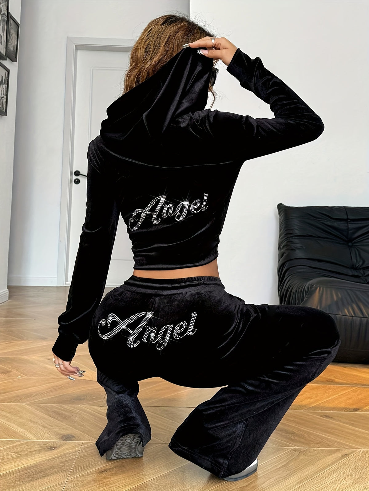 Zipper Top and Pocket Pants Women's Casual Suit