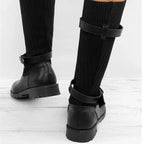 Calista | Knit Slouch Winter Boots with Buckle Strap for Women