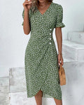 Cassiopeia | Floral Wrap Midi Dress with V-Neck for Women