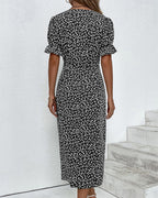 Cassiopeia | Floral Wrap Midi Dress with V-Neck for Women