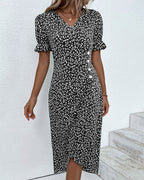 Cassiopeia | Floral Wrap Midi Dress with V-Neck for Women