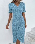 Cassiopeia | Floral Wrap Midi Dress with V-Neck for Women
