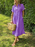 Julianne | Striped Midi Shirt Dress with Button-Down Front for Women
