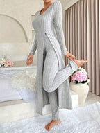 Designer Round Neck Split Long Sleeve Top and Pants