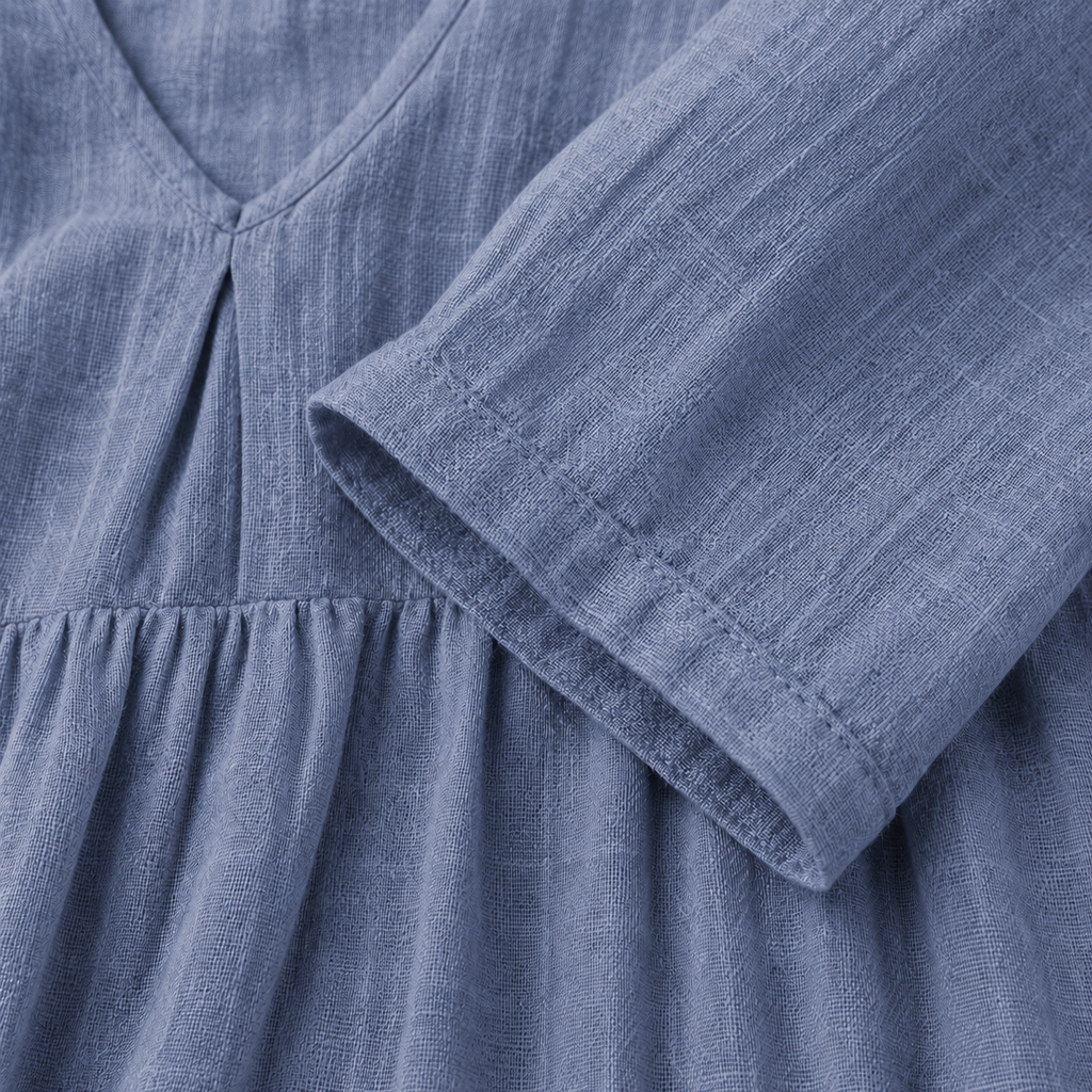 Lilla – Linen Dress, V-Neck
