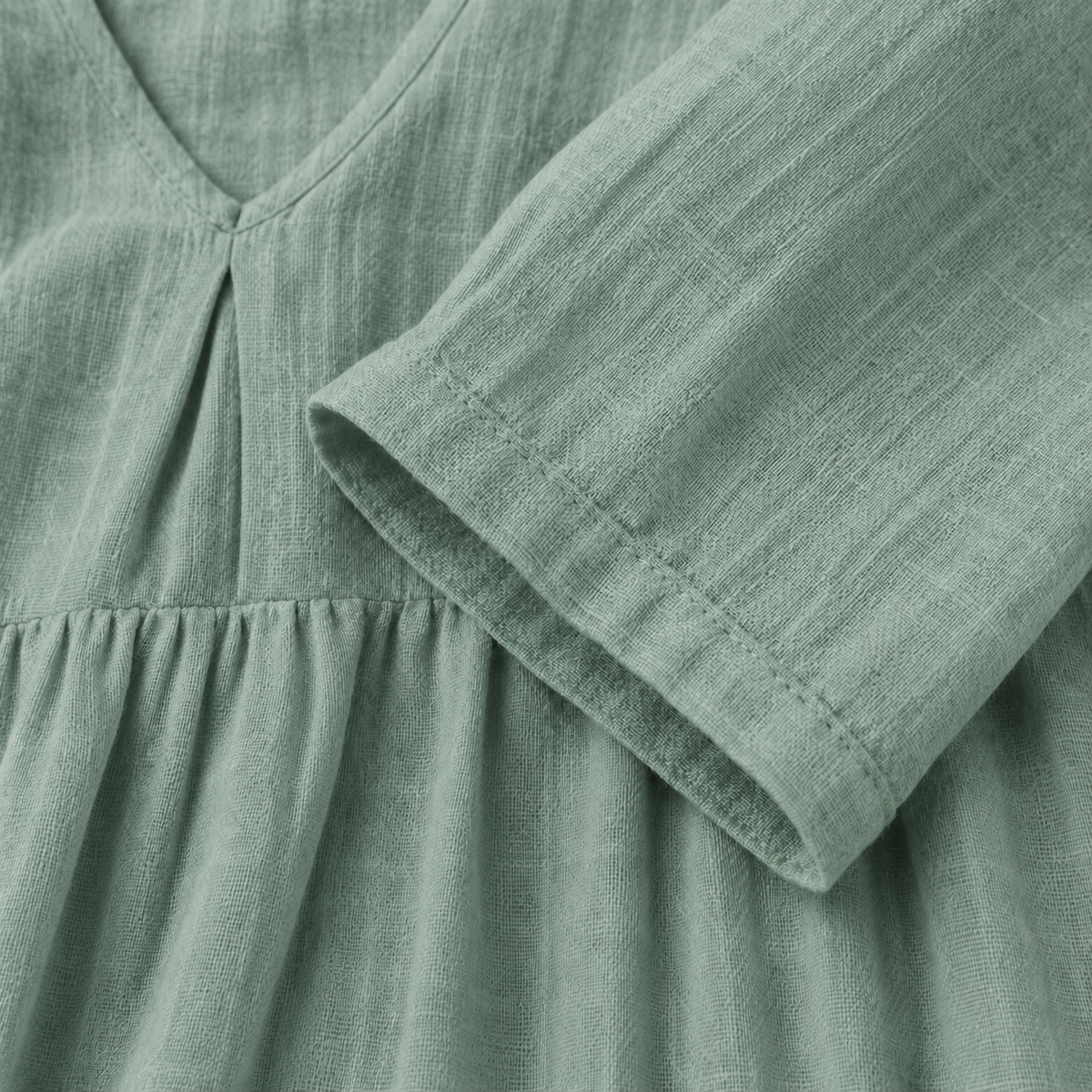 Lilla – Linen Dress, V-Neck