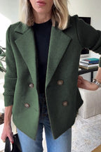 Gwyneira | Double-Breasted Blazer with Knit Sleeves for Women
