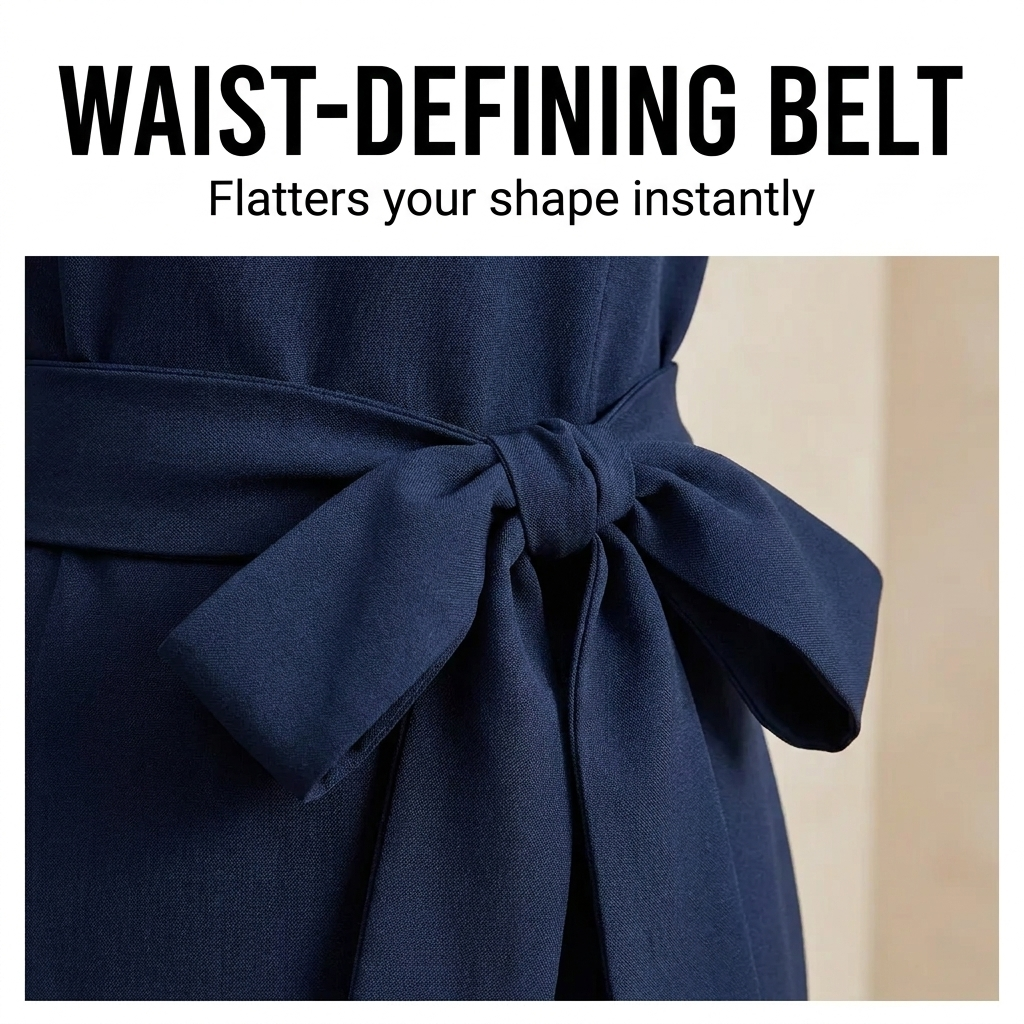 Laurel | Belted Midi Dress with Lantern Sleeves for Women
