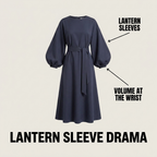 Laurel | Belted Midi Dress with Lantern Sleeves for Women