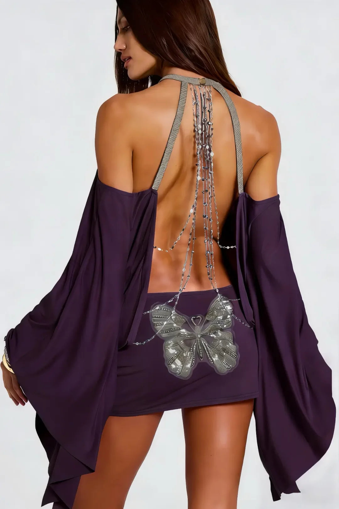 Midnight Crystal Cutout Mini Dress