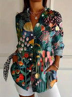 Saskia | Floral Blouse with Button-Down Front for Women