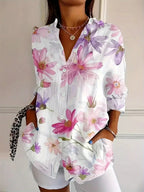 Saskia | Floral Blouse with Button-Down Front for Women